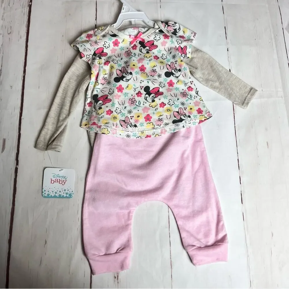 Disney Baby Three Piece Matching Floral Set Sz 12 M